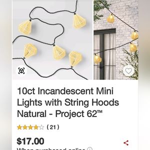 Bundle of 4 sets. 10ct Incandescent Lights with String Hoods. Patio/awning strin